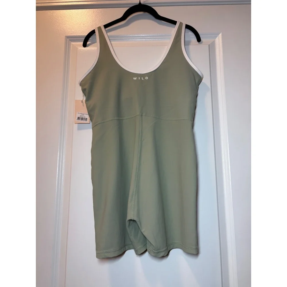 Wilo the Label NWT Ribbed Romper -Sage Green w/ White Trim - Large‎